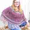 Pineapple Poncho Crochet Pattern – Purple & Grey version on kneeling model Pineapple Poncho Crochet Pattern - Purple & Grey version on kneeling model