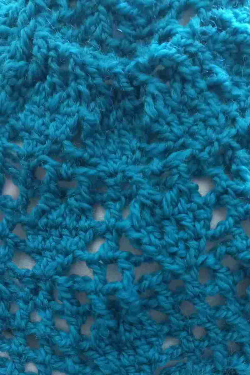 Rapt Hearts Beanie Crochet Pattern - Super close-up of hearts towards the crown - in teal pure wool