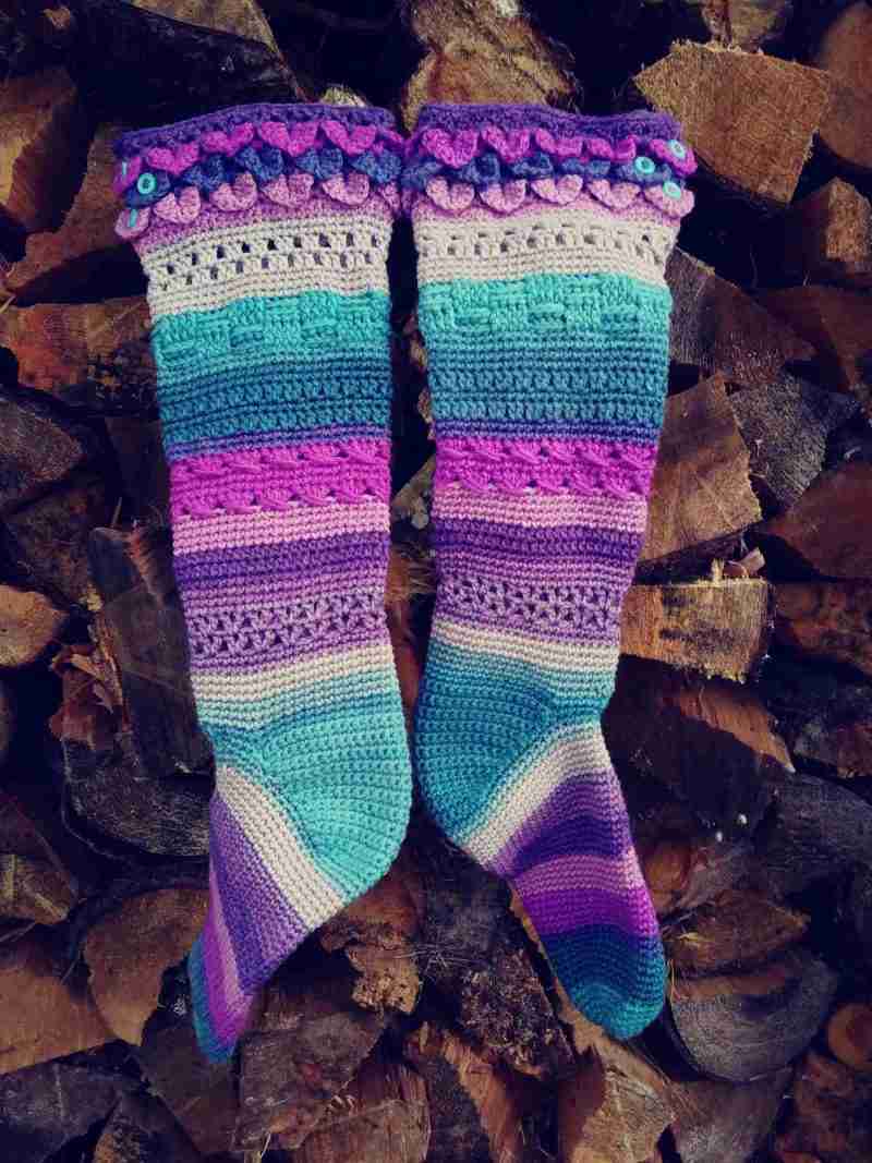 Deb’s Ladies’ Sampler Socks in Pink, Aqua & White Deb's Ladies' Sampler Socks in Pink, Aqua & White