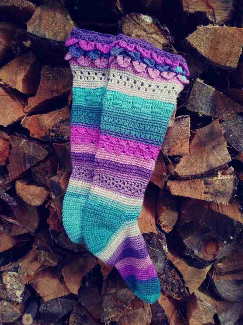 Deb’s Ladies’ Sampler Socks in Pink, Aqua & White Deb's Ladies' Sampler Socks in Pink, Aqua & White