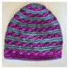 Brindy Beanie - Lori's version in cerese and grey - flat lay