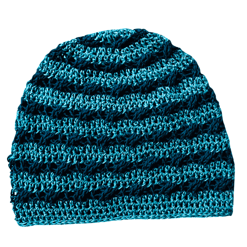 Brindy Beanie - Vanessa's version in 2 blues - flat lay