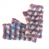 Brindy Mitts Crochet Pattern in Mauve and Variegated blue & pink - flatlay at right angles