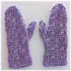 Brindy Mittens Crochet Pattern - in mauve mohair - flat lay (thumbs inside)