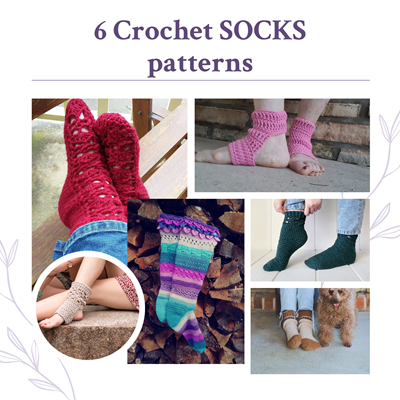 6 SOCKS to Crochet - by Fiona Langtry - for ReVeDesignCo - Book now available on AMAZON!